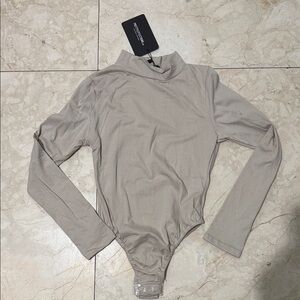 PrettyLittleThing Beige Long Sleeve Bodysuit